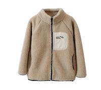 Hotfiary Boys Girls Polar Fleece Jacket, Kids Teen Zip Up Fuzzy Plush Autumn Winter Outwear with Stand Up Collar, Unisex Children Mock Neck Long Sleeve Warm Zipper Coats for 3-15 Years