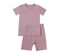 Hotfiary Boys Girls Short Pyjamas Set, Toddler Kids 2Pcs Summer Pyjamas, Plain Two Piece PJs Bamboo Viscose, Short Sleeve T-Shirt and Shorts Set, Soft Comfy Lounge Set Nightwear Sleepwear Age 1-7 Year