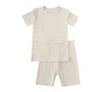 Hotfiary Boys Girls Short Pyjamas Set, Toddler Kids 2Pcs Summer Pyjamas, Plain Two Piece PJs Bamboo Viscose, Short Sleeve T-Shirt and Shorts Set, Soft Comfy Lounge Set Nightwear Sleepwear Age 1-7 Year