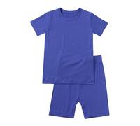 Hotfiary Boys Girls Short Pyjamas Set, Toddler Kids 2Pcs Summer Pyjamas, Plain Two Piece PJs Bamboo Viscose, Short Sleeve T-Shirt and Shorts Set, Soft Comfy Lounge Set Nightwear Sleepwear Age 1-7 Year