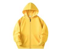 Hotfiary Boys Girls Zip Up Hoodie for Unisex Kids Cotton Hoodie Hooded Sweatshirt with Pocket Zipper Hoodies PE School Sweat Top Jacket Hoody Children's Spring Autumn Clothes Aged 2-12 Years Yellow