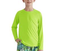 Hotfiary Boys Long Sleeve Rash Vest, Kids Crew Neck UPF 50+ Swimming Shirts, Youth Teens Sun Protection Rash Guard, Quick Dry Swimming Tops, Chidlren Cooling Athletic Sports T-shirts 4-14 Years