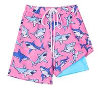 Hotfiary Boys Swim Shorts Kids Youth Swim Trunk with Compression Liner 2 in 1 Neon Swimming Shorts Quick Dry Summer Beach Swimming Trunks Adjustable Waist Board Shorts with Pockets Anti Chafe Swimsuit