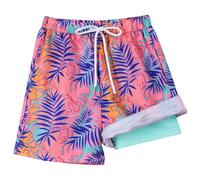 Hotfiary Boys Swim Shorts Kids Youth Swim Trunk with Compression Liner 2 in 1 Neon Swimming Shorts Quick Dry Summer Beach Swimming Trunks Adjustable Waist Board Shorts with Pockets Anti Chafe Swimsuit