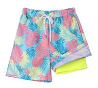 Hotfiary Boys Swim Shorts Kids Youth Swim Trunk with Compression Liner 2 in 1 Neon Swimming Shorts Quick Dry Summer Beach Swimming Trunks Adjustable Waist Board Shorts with Pockets Anti Chafe Swimsuit