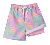Hotfiary Boys Swim Shorts Kids Youth Swim Trunk with Compression Liner 2 in 1 Neon Swimming Shorts Quick Dry Summer Beach Swimming Trunks Adjustable Waist Board Shorts with Pockets Anti Chafe Swimsuit