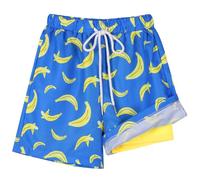 Hotfiary Boys Swim Shorts Kids Youth Swim Trunk with Compression Liner 2 in 1 Neon Swimming Shorts Quick Dry Summer Beach Swimming Trunks Adjustable Waist Board Shorts with Pockets Anti Chafe Swimsuit