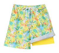 Hotfiary Boys Swim Shorts Kids Youth Swim Trunk with Compression Liner 2 in 1 Neon Swimming Shorts Quick Dry Summer Beach Swimming Trunks Adjustable Waist Board Shorts with Pockets Anti Chafe Swimsuit