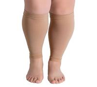 Hotfiary Calf Compression Sleeves for Women & Men, 20-30 mmHg Graduated, Plus Size S-7XL, Firm Support Footless Compression Socks, Wide Calf & Leg Support Brace for Flight, Travel, Nurses, Pregnancy