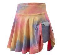 Hotfiary Girls Tie Dye Pleated Skirts with Shorts, Kids Stripes Tennis Skirts Golf Skort, Youth Teen Athletic Dance Running School Sport Shorts with Pockets, Flowy Workout School Uniform Skorts 3-13Y