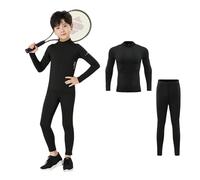 Hotfiary Kids Boys Thermal Set, Youth Compression Base Layer with Long Sleeve Top & Tight Bottoms, Winter Warm Underwear Full Set, Athletic Football Skins Children Gym Sport Shirt & Leggings 4-16 Y