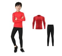 Hotfiary Kids Boys Thermal Set, Youth Compression Base Layer with Long Sleeve Top & Tight Bottoms, Winter Warm Underwear Full Set, Athletic Football Skins Children Gym Sport Shirt & Leggings 4-16 Y