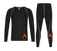 Hotfiary Kids Fleece Lined Thermal Base Layer Set, Youth Boys Long Sleeve Compression Shirt & Tights Skins, Children Gym Sport Compression Suit, Warm Football Athletic Top & Bottom Set for 4-16 Years