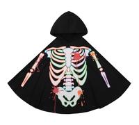 Hotfiary Kids Ghost Skeleton Costume, Boys Girls Halloween Costumes Cape, Glow in the Dark Hooded Cloak, Toddler Luminous White Ghost Outfit Hoodie Poncho, Children Spooky Fancy Dress Cloak 3-12 Years