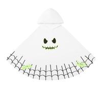 Hotfiary Kids Ghost Skeleton Costume, Boys Girls Halloween Costumes Cape, Glow in the Dark Hooded Cloak, Toddler Luminous White Ghost Outfit Hoodie Poncho, Children Spooky Fancy Dress Cloak 3-12 Years