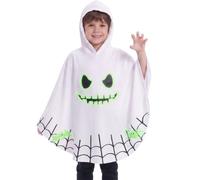 Hotfiary Kids Ghost Skeleton Halloween Costume Luminous Poncho for 3-12Y | Toddler Spooky Glow in the Dark Hooded Cloak, Boys Girls Fancy Dress Up Party Outfit, Selected Styles with Gift Bag