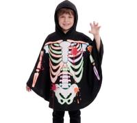Hotfiary Kids Ghost Skeleton Halloween Costume Luminous Poncho for 3-12Y | Toddler Spooky Glow in the Dark Hooded Cloak, Boys Girls Fancy Dress Up Party Outfit, Selected Styles with Gift Bag