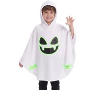 Hotfiary Kids Ghost Skeleton Halloween Costume Luminous Poncho for 3-12Y | Toddler Spooky Glow in the Dark Hooded Cloak, Boys Girls Fancy Dress Up Party Outfit, Selected Styles with Gift Bag