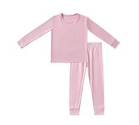Hotfiary Kids Pyjamas Sets for Boys Girls, Viscose from Bamboo Rayon, Soft Comfy 2 Piece PJs Set, Long Sleeve Shirt Top and Pants Lounge Outfit, Snug Fit All-Season Plain Matching Sleepwear Nightwear