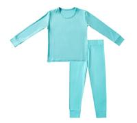 Hotfiary Kids Pyjamas Sets for Boys Girls, Viscose from Bamboo Rayon, Soft Comfy 2 Piece PJs Set, Long Sleeve Shirt Top and Pants Lounge Outfit, Snug Fit All-Season Plain Matching Sleepwear Nightwear