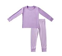 Hotfiary Kids Pyjamas Sets for Boys Girls, Viscose from Bamboo Rayon, Soft Comfy 2 Piece PJs Set, Long Sleeve Shirt Top and Pants Lounge Outfit, Snug Fit All-Season Plain Matching Sleepwear Nightwear