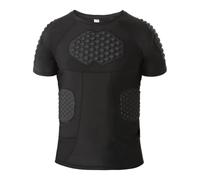 Hotfiary Mens Padded Compression Shirt for Football Paintball Baseball Basketball, 6-Pads Short Sleeve Football Rib Chest Protector, Football Protective Gear Heart Guard Sternum Protection
