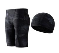 Hotfiary Men's Swim Jammers, Athletic Compression Training Swimsuit for Men, Quick Dry Swim Swimming Trunks Shorts Brief, Competitive Racing Compression Swimwear with Swimming Cap