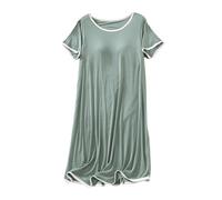 Hotfiary Short Sleeve Nighties for Women, Modal Cotton Nightdress Sleepshirts with Built-in Bra, Summer Round Neck Casual Nightwear Dresses, Soft Sleapwear Loungewear for Women, M-XXL Green