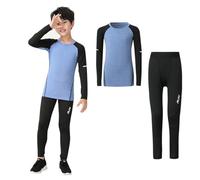 Hotfiary Thermal Skins for Boys Kids Base Layer Set, Youth Long Sleeve Compression Shirt and Athletic Tights Leggings Set, Winter Warm Football Skins Top & Bottom Sets, Reflective Thermal Underwear