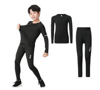 Hotfiary Thermal Skins for Boys Kids Base Layer Set, Youth Long Sleeve Compression Shirt and Athletic Tights Leggings Set, Winter Warm Football Skins Top & Bottom Sets, Reflective Thermal Underwear