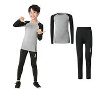 Hotfiary Thermal Skins for Boys Kids Base Layer Set, Youth Long Sleeve Compression Shirt and Athletic Tights Leggings Set, Winter Warm Football Skins Top & Bottom Sets, Reflective Thermal Underwear