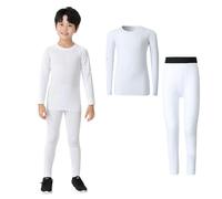 Hotfiary Thermal Skins for Boys Kids Base Layer Set, Youth Long Sleeve Compression Shirt and Athletic Tights Leggings Set, Winter Warm Football Skins Top & Bottom Sets, Reflective Thermal Underwear