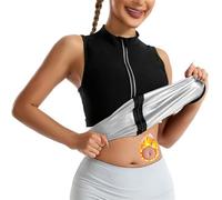 Hotfiary Women Sauna Sweat Shirt, Sleeveless Sauna Compression Tank Top with Zipper, Weight Loss Sweat Suit for Women, Slimming Waist Trainer Sweat Vest, Sport Fitness Workout Gym Body Shaper, S-3XL