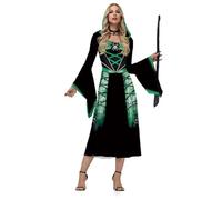 Hotfiary Women Vintage Witch Dress, Adult Halloween Vampire Dresses Costume, Ladies Spooky Deluxe Hooded Maxi Dress, Gothic Black Style Long Dress Cosplay Gown Black Red Fancy Dress Cosplay Costume