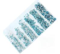 Hotfix Flatback Nail Art Rhinestones, Crystal AB Glass Nail Art Rhinestone Multicolor SS3-SS10(Capri Blue)