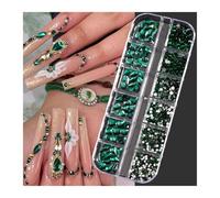 Hotfix Flatback Nail Art Rhinestones, Nail Art Rhinestones Crystal Flat Mixed Shape Glitter Diamond DIY 12 Grids Multicolor(Ph140-06)