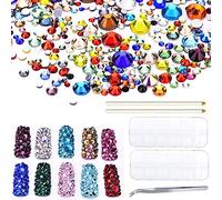 Hotfix Flatback Rhinestones Glass Rhinestones 2-6 MM (SS6-SS30) with 2 Storage Box, Tweezers & 2 Rhinestones Pen for Clothes Shoes Crafts Hot Fix Round Glass Gems 3000 pcs/Set
