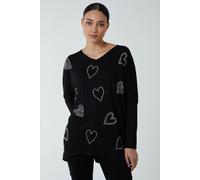 Hotfix Multi Heart Batwing Top Blue Vanilla Black M/L