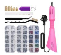 Hotfix Rhinestone Applicator Kit - 60pcs Bedazzling Tools with 7 Tips & 1500+ Multi-Colour Gems for Clothes, DIY Crafts, Textiles (Pink Professional Wand & Storage Bag)