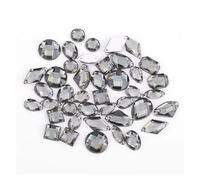 Hotfix Rhinestones 100pcs Mixed Shapes Rhinestones Glitter Crystal Sew On Flatback Stone for DIY Clothes Sewing Beads for Handcraft(Gray)