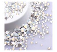 Hotfix Rhinestones 1440Pcs/Pack Mix Size Black Glass Flat Back Rhinestone Glitter Diamond Non Hotfix Rhinestones for Nail Art Clothes(White Opal)
