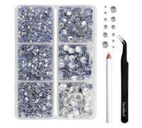Hotfix Rhinestones, 4000 PCS Clear Rhinestones for Clothes Crafts Mixed 6 Sizes with Wax Pencil and Tweezers Kit, SS6-SS30, Crystal