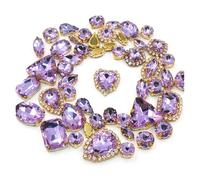 Hotfix Rhinestones 50pcs/Bag Shiny 24 Color Mixed Shape Sew on Rhinestone Gold Claw Crystal Buckle DIY Wedding Decoration Clothes/Shoe/Dress(Crystal Viole)