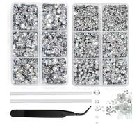 Hotfix Rhinestones, 6400PCS Flatback Rhinestones for Clothes with Wax Pencil and Tweezers AB Crystal Bedazzling Kit for Nails Art Decorations DIY Craft
