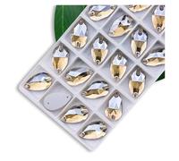 Hotfix Rhinestones All Size Sew On Rhinestone Colors Crystal AB Popular Drops On Stones 2 Holes Clothes DIY Make Wedding Dress Shoes(Golden Shadow,17x28mm 12pcs)