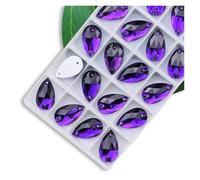 Hotfix Rhinestones All Size Sew On Rhinestone Colors Crystal AB Popular Drops On Stones 2 Holes Clothes DIY Make Wedding Dress Shoes(Deep Tanzantie,11x18mm 28pcs)