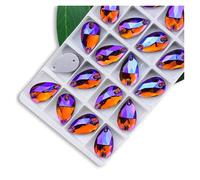 Hotfix Rhinestones All Size Sew On Rhinestone Colors Crystal AB Popular Drops On Stones 2 Holes Clothes DIY Make Wedding Dress Shoes(Smoke Topaz AB,11x18mm 28pcs)