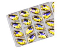 Hotfix Rhinestones All Size Sew On Rhinestone Colors Crystal AB Popular Drops On Stones 2 Holes Clothes DIY Make Wedding Dress Shoes(Topaz AB,7x12mm 72pcs)