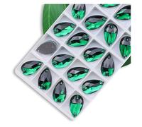 Hotfix Rhinestones All Size Sew On Rhinestone Colors Crystal AB Popular Drops On Stones 2 Holes Clothes DIY Make Wedding Dress Shoes(Green Zircon,17x28mm 12pcs)