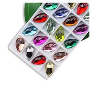 Hotfix Rhinestones All Size Sew On Rhinestone Colors Crystal AB Popular Drops On Stones 2 Holes Clothes DIY Make Wedding Dress Shoes(Mix Color,11x18mm 28pcs)
